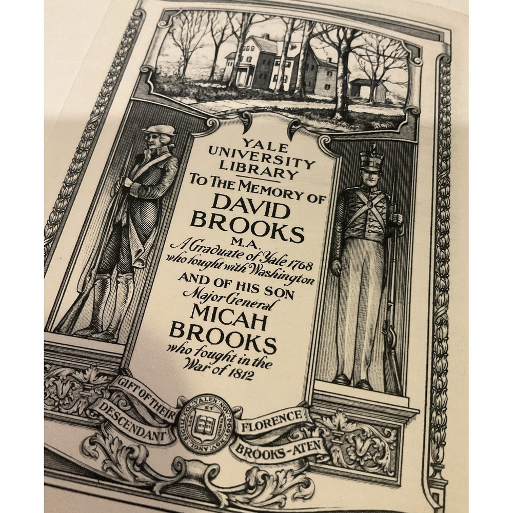 Ex‎ Libris Yale University Bookplate David Brooks Engraved Rare 1954 Vintage